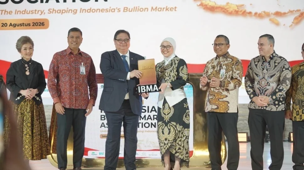 Menteri Koordinator Bidang Perekonomian Airlangga Hartarto saat menghadiri peresmian Indonesia Bullion Market Association (IBMA) di Jakarta.