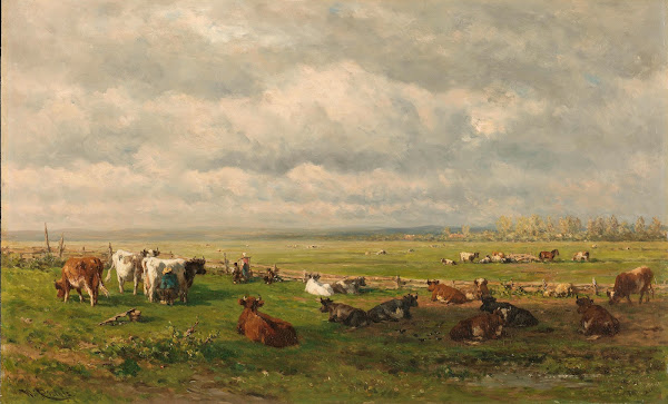 Meadow Landscape with Cattle c 1880
