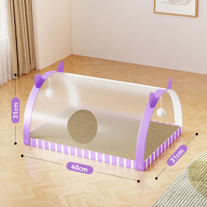 Scratching board and tunnel made of corrugated cardboard for cats
