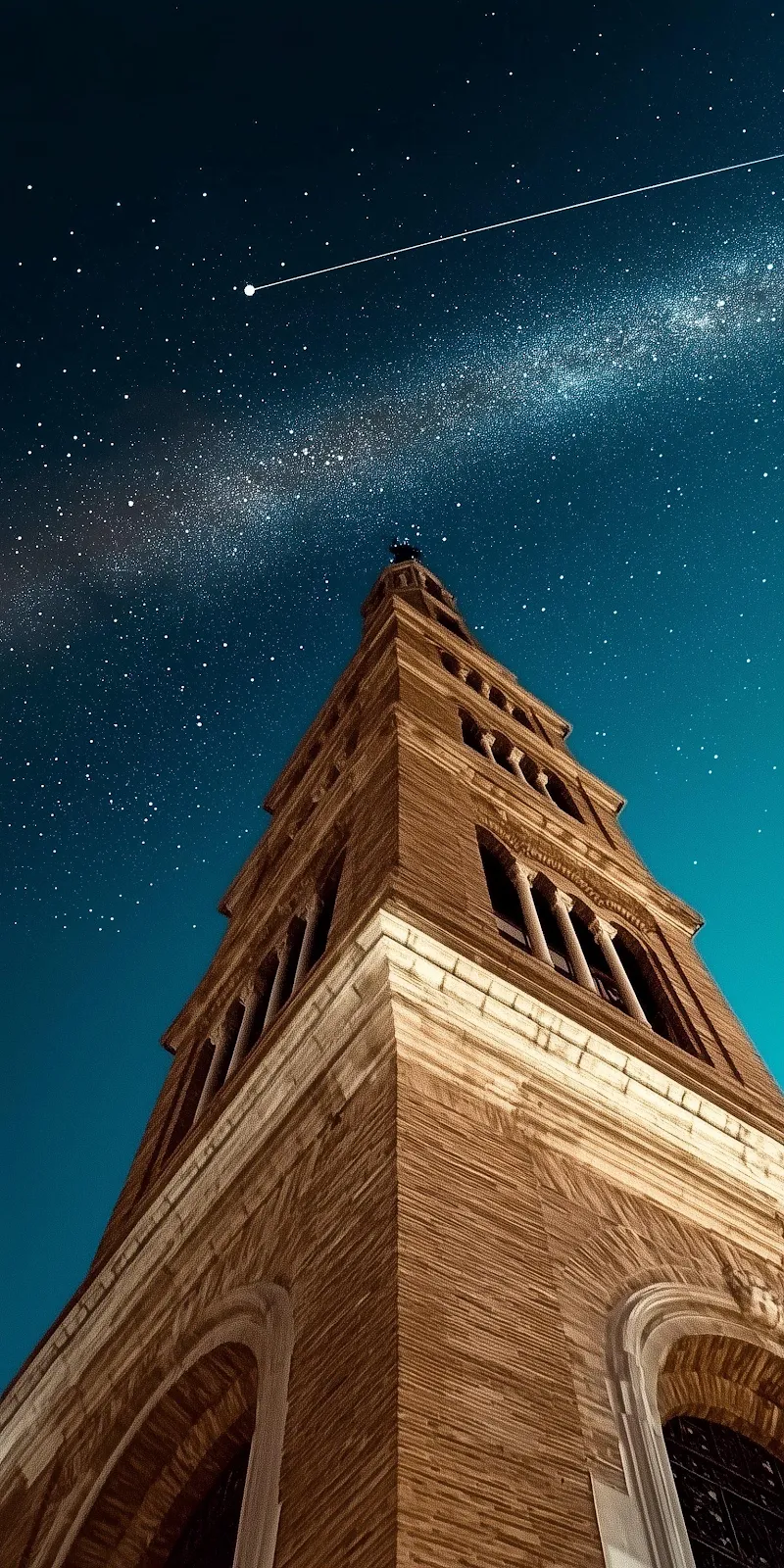 Stone Tower Under Starry Sky - Night Astrophotography 2K iPhone Wallpaper (1536x3072)