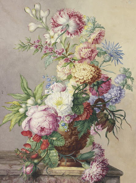 Blumenstrauß In Einer Vase Auf Einem Marmortisch