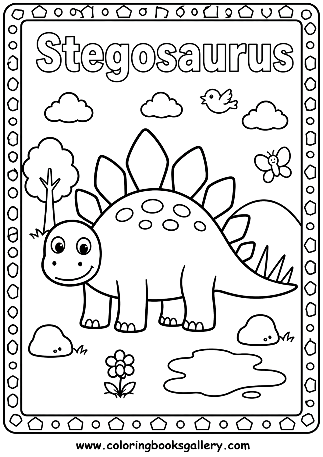 Simple Stegosaurus Printable Coloring Page for Creative Learning – free coloring page for kids