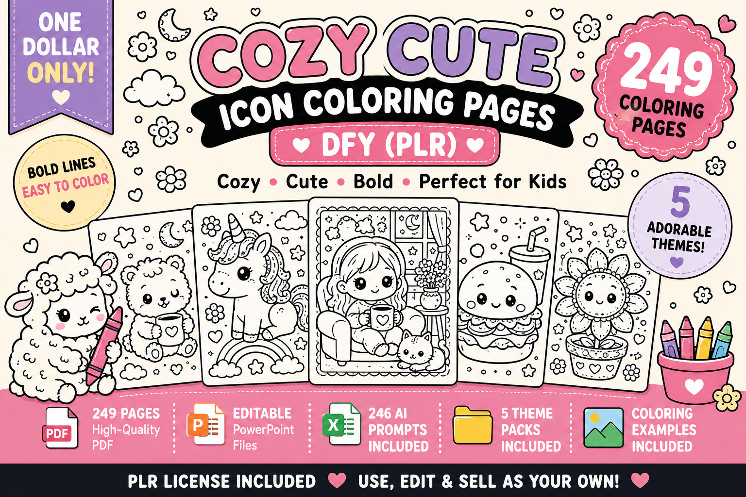 249 Cozy Cute coloring pages package display