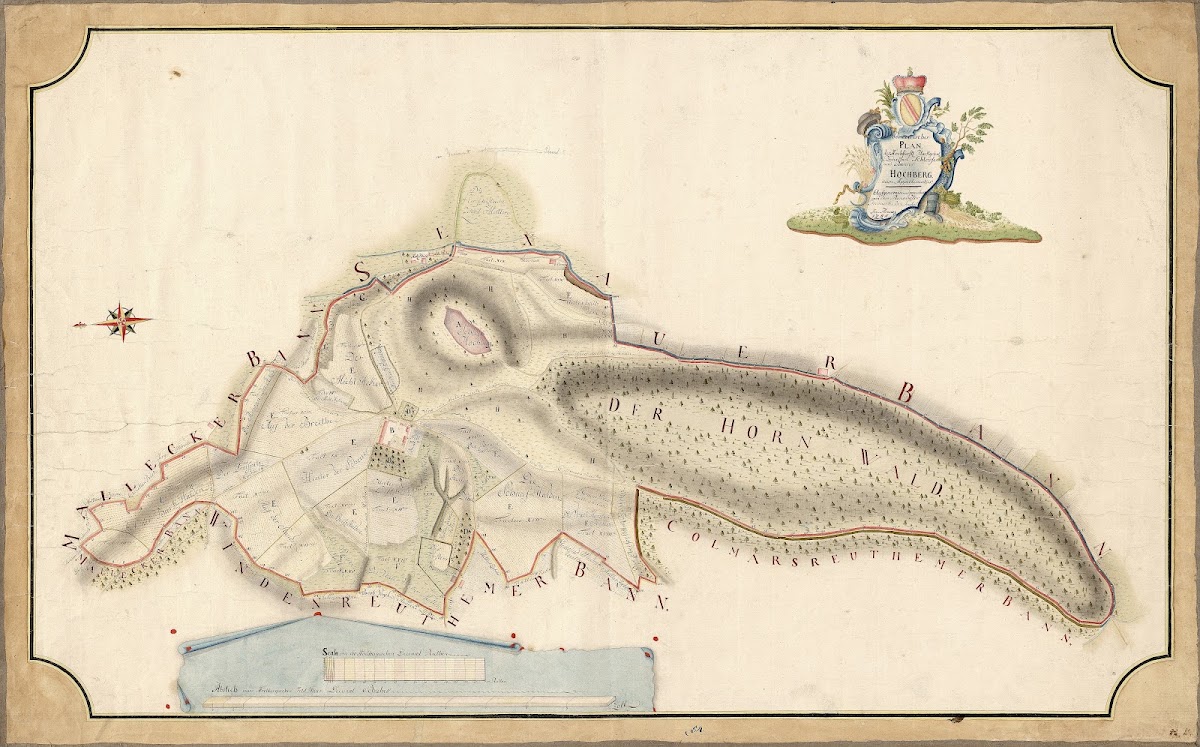 Geometrischer Plan des Hochfürstl Markgrävl Badischen Schloßes und Banns Hochber