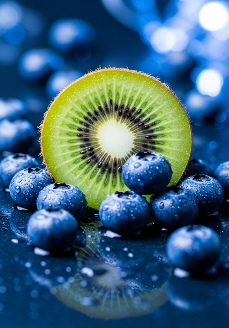 Fresh Kiwi & Blueberries Macro