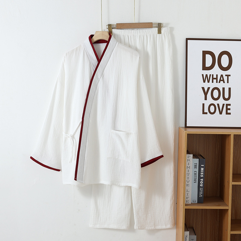 Herren-Hausanzug im Kimono-Stil, Baumwolle, leicht