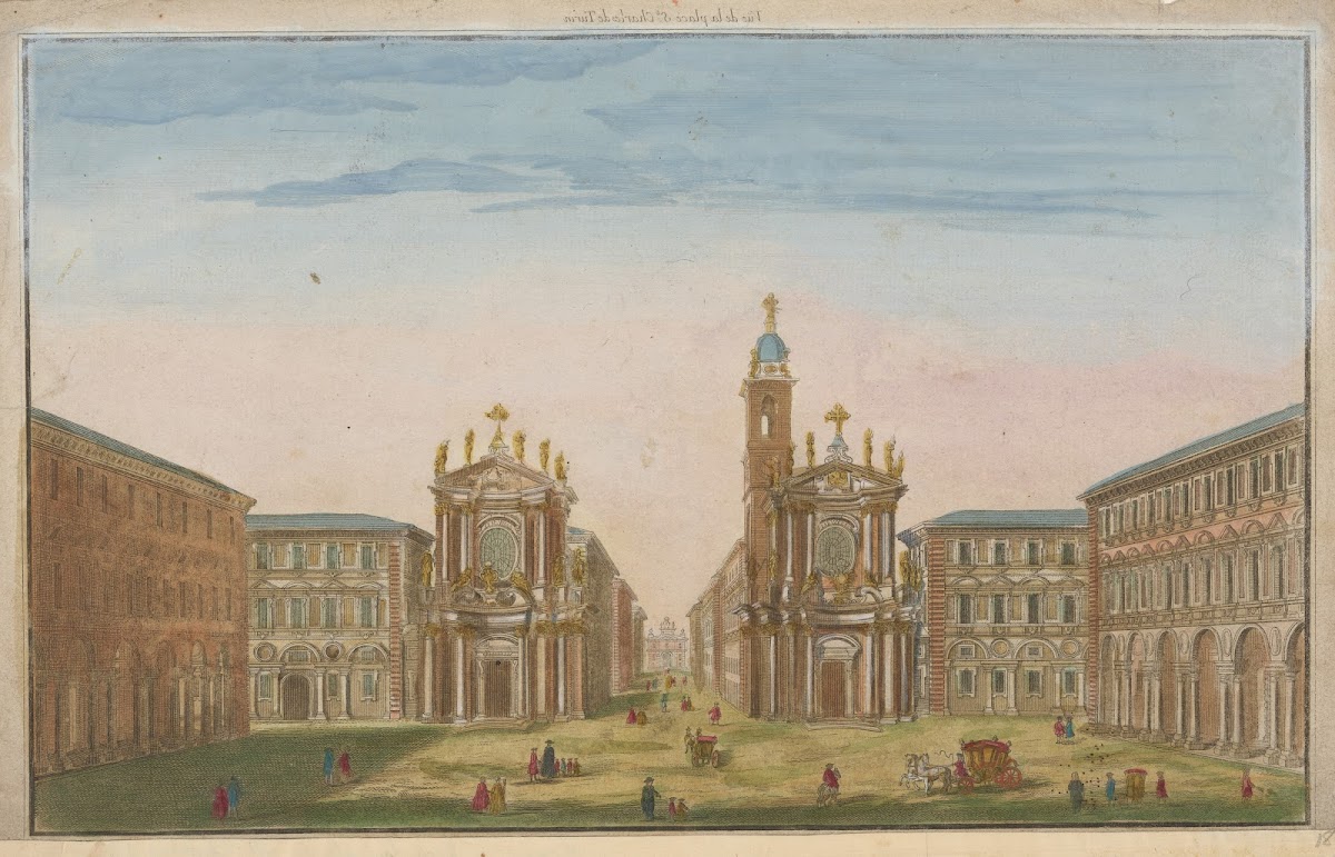 View of the St Charles square in Turin 1750