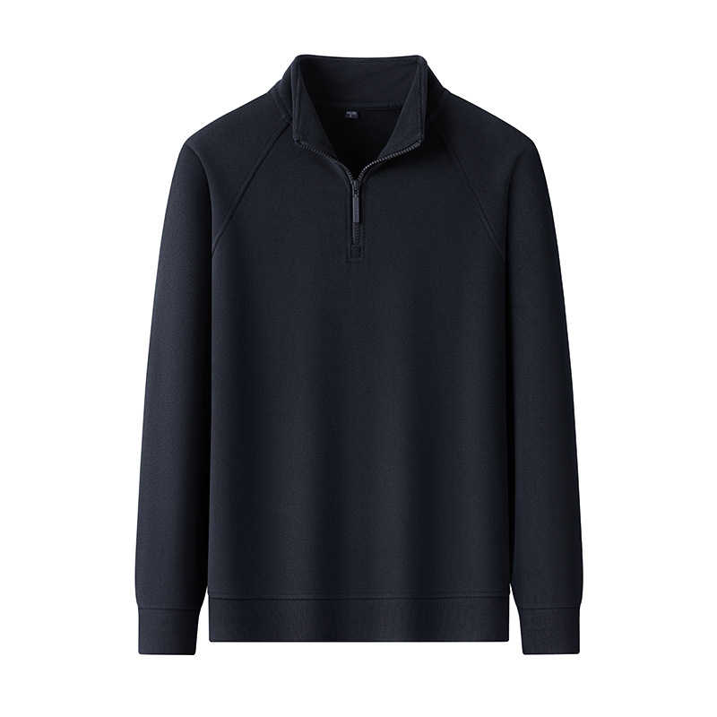 Warming men's base layer pullover with stand-up collar
