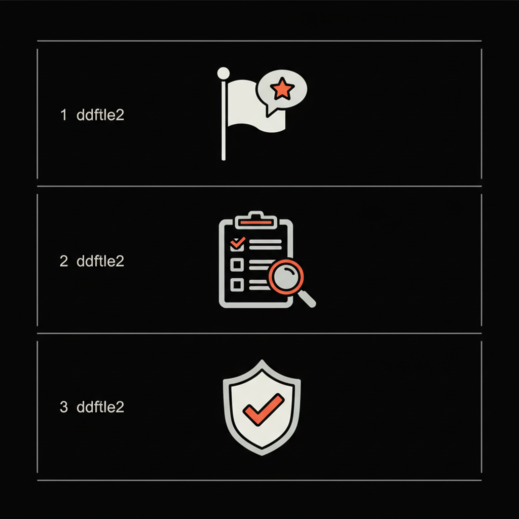 Three-panel minimal infographic with flagged review, checklist with magnifier, and shield with check mark on black background, illustrating how to get rid of old reviews on Google