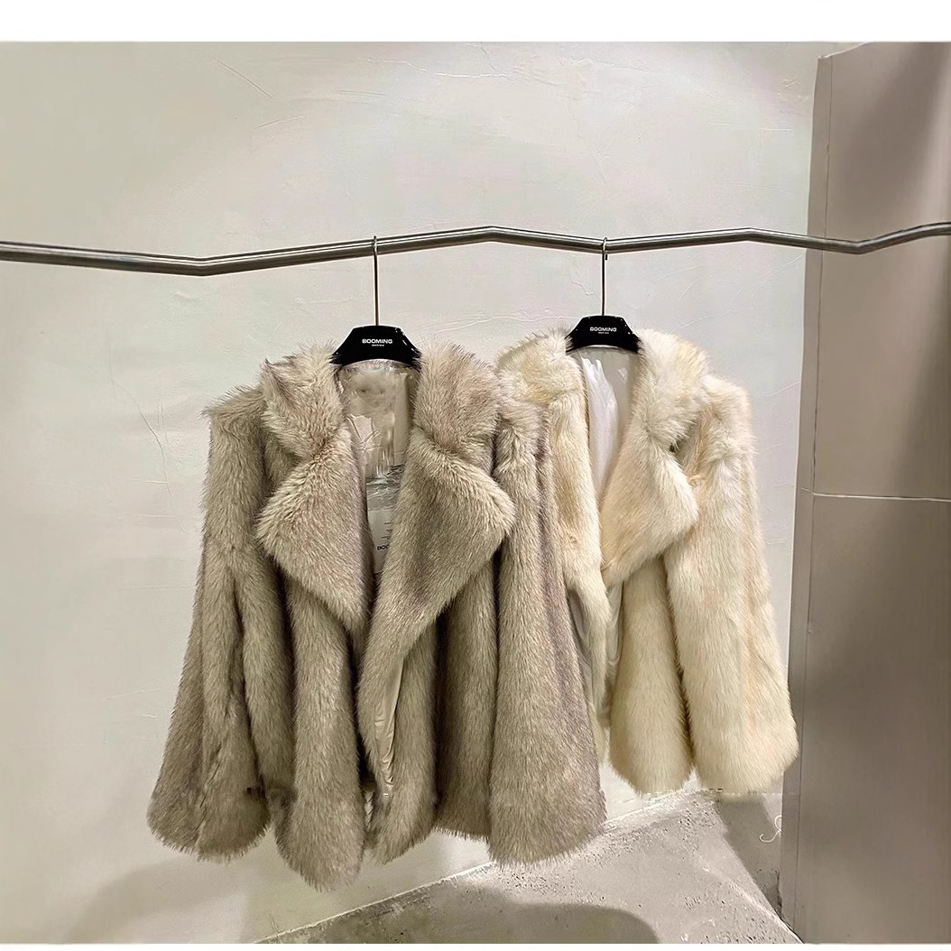 Women's faux fur coat, mid-length, faux fur, winter