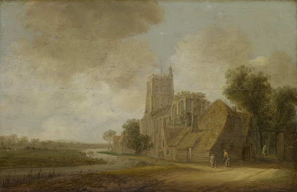 River and Church in ruins 1643