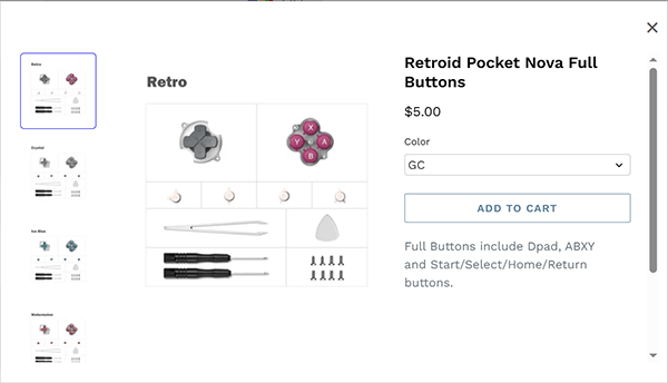 retro pocket nova buttons