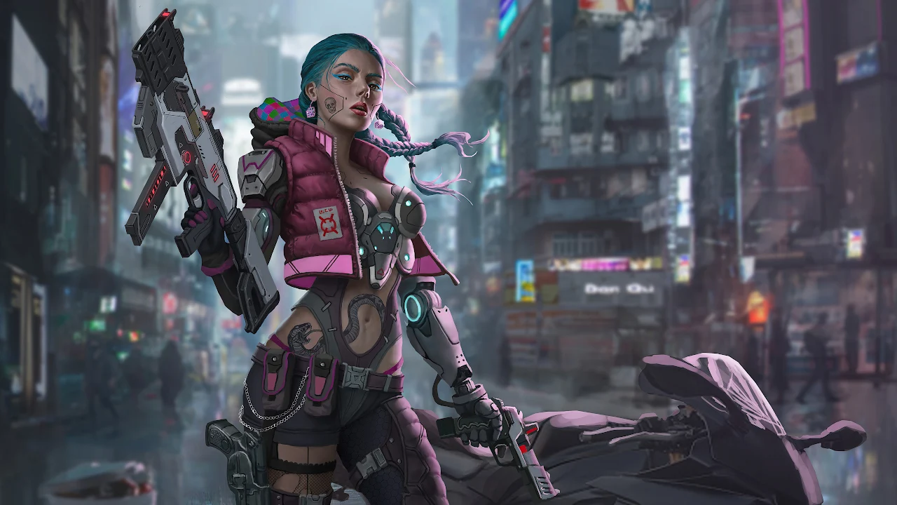 Cyborg, Cyberpunk, Futuristic, City, Women 4K Desktop Wallpaper