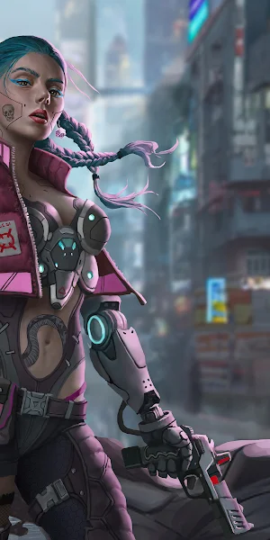 Cyborg, Cyberpunk, Futuristic, City, Women 4K Wallpaper Background