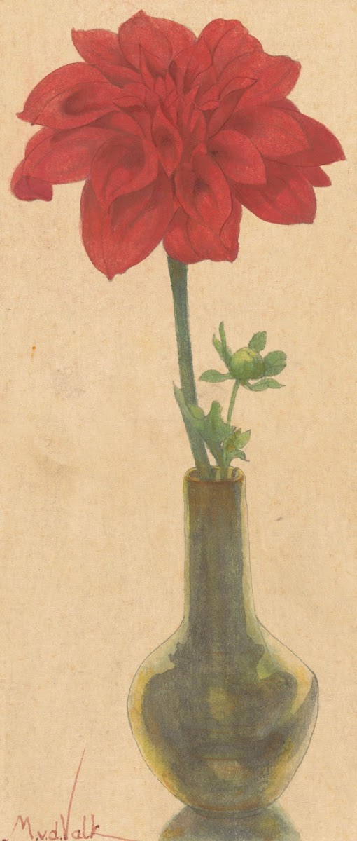 Glazen vaasje met rode Dahlia 1867   1935