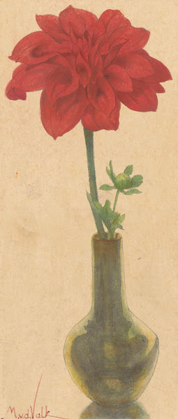 Glazen vaasje met rode Dahlia 1867   1935