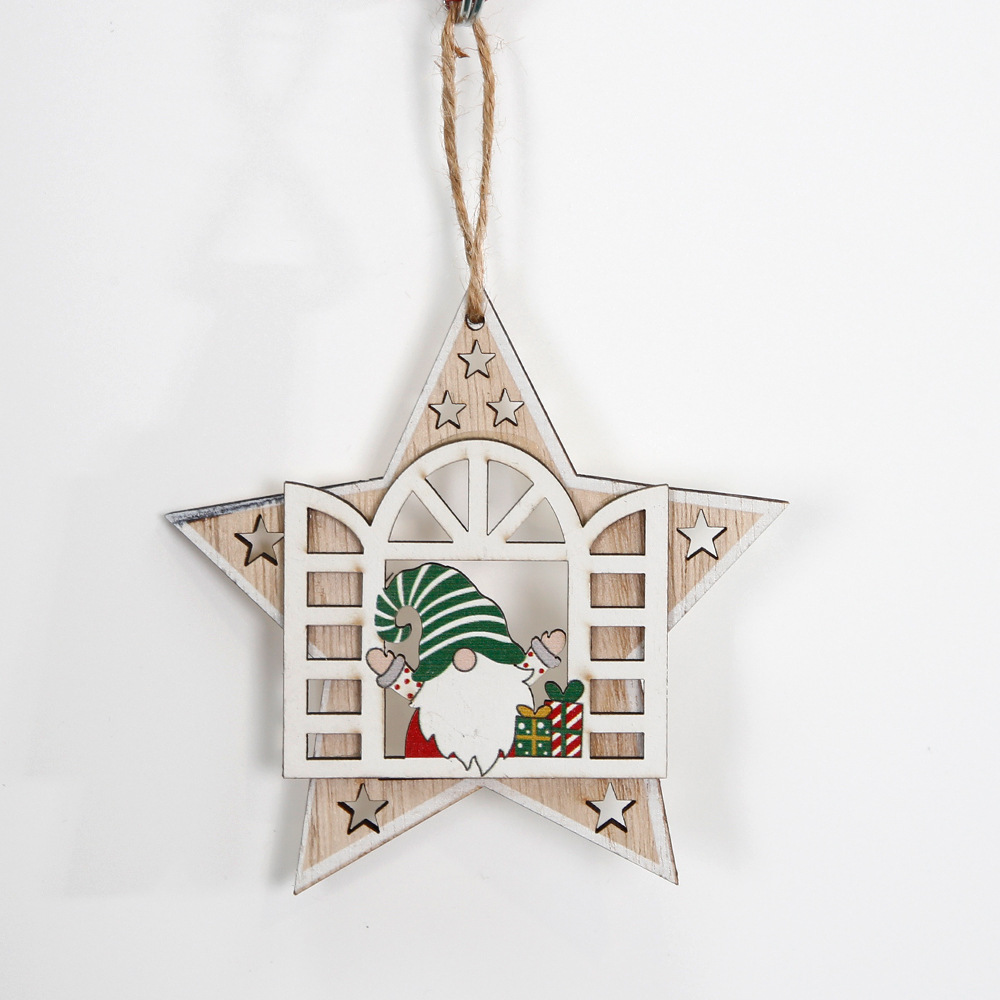 Decorative Christmas Wooden Ornament with Gnome Motif