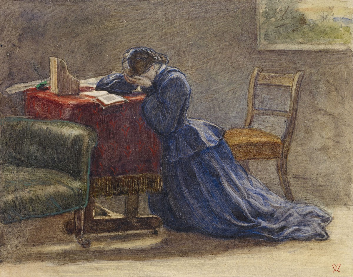 A Wife  Face in Both Hands She Knelt on the Carpet 1863