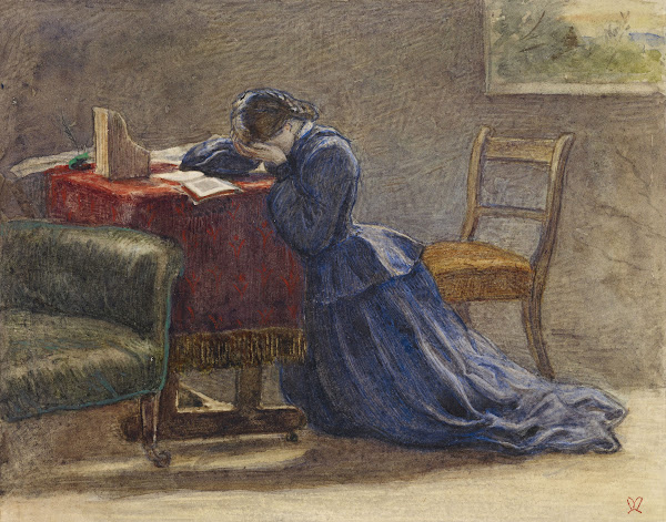 A Wife  Face in Both Hands She Knelt on the Carpet 1863
