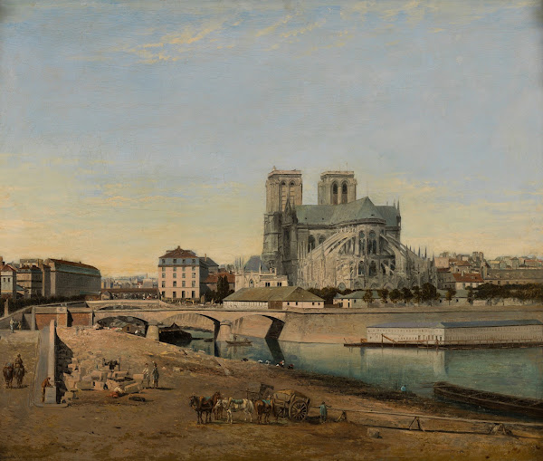 Le chevet de Notre Dame vu du quai de la Tournelle 1860