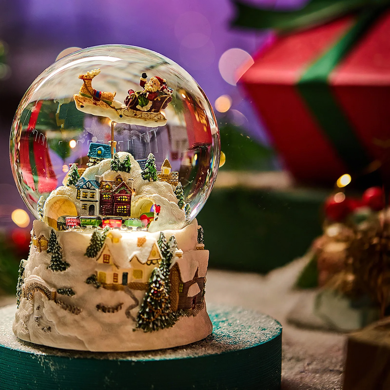 Christmas glass globe with music and light