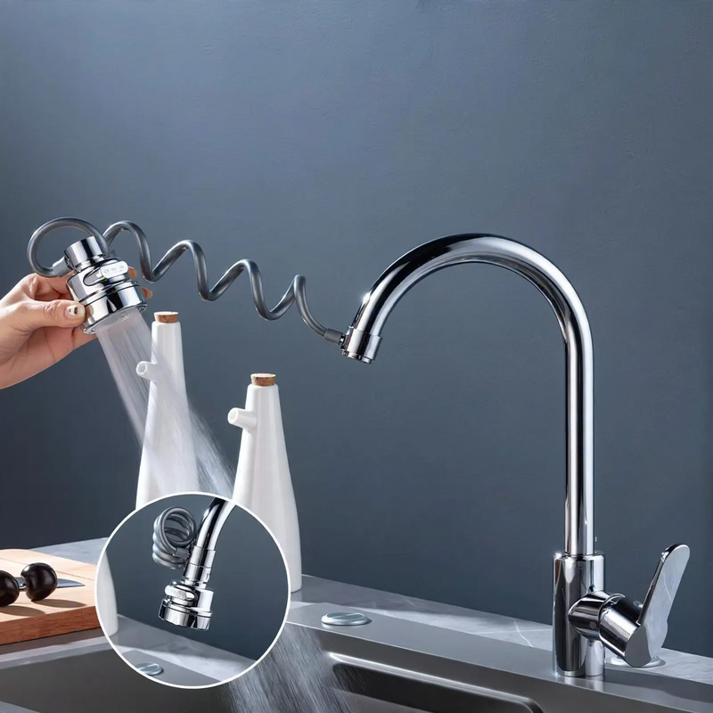 Retractable faucet attachment, 360° swivel