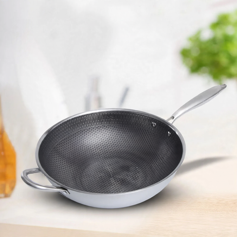 Stainless Steel Wok YN-001 with Glass Lid