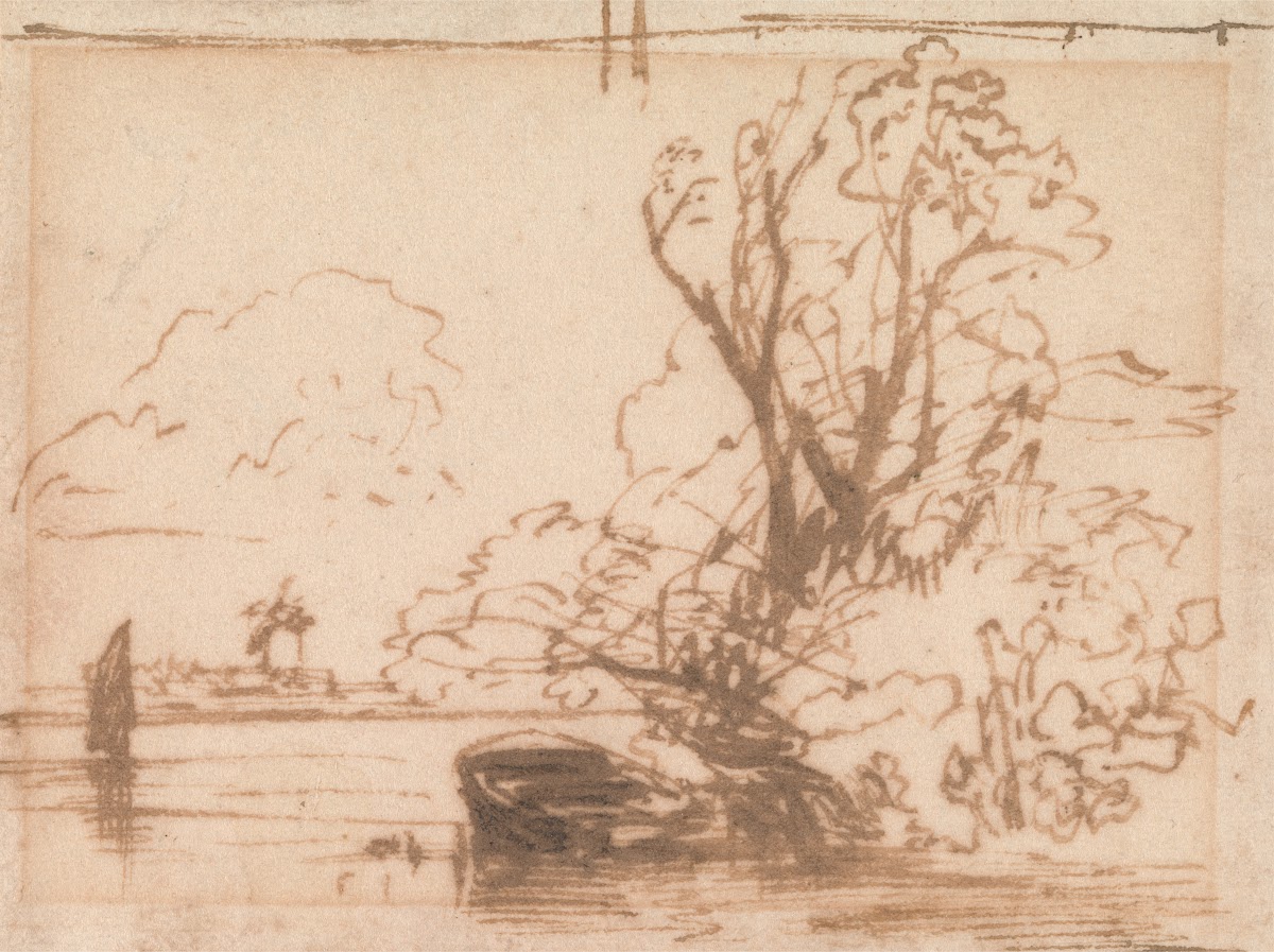 A Boat Moored by a River Bank