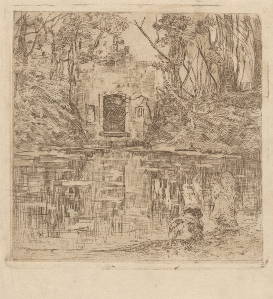 Ruïne aan een vijver Lage Vuursche 1896