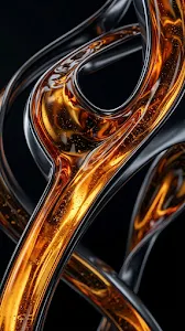 Abstract Glossy Orange Fluid in Glass Macro Render