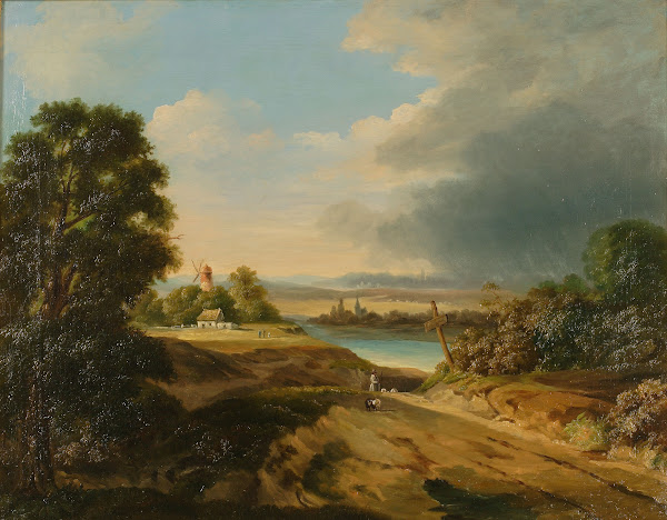 Landscape with a windmill circa 1850