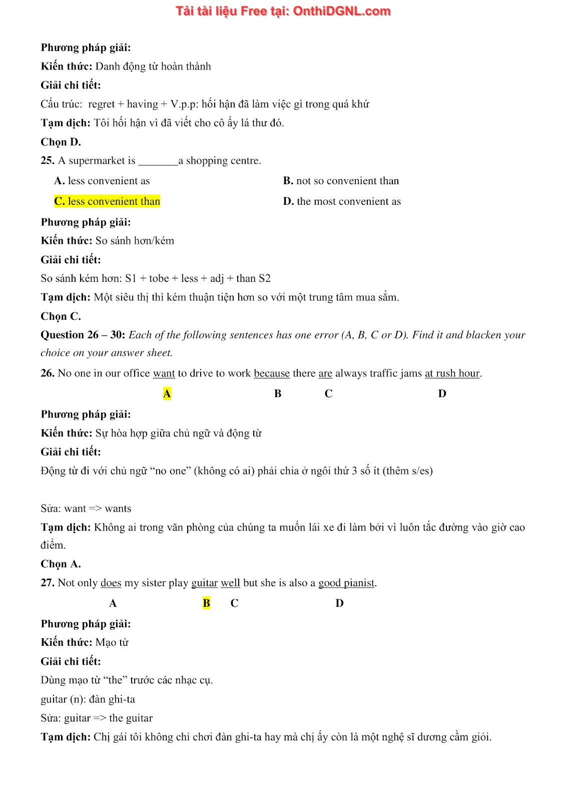 800 bài tập môn Tiếng Anh - Ôn thi ĐGNL ĐHQG TP HCM Phần 27