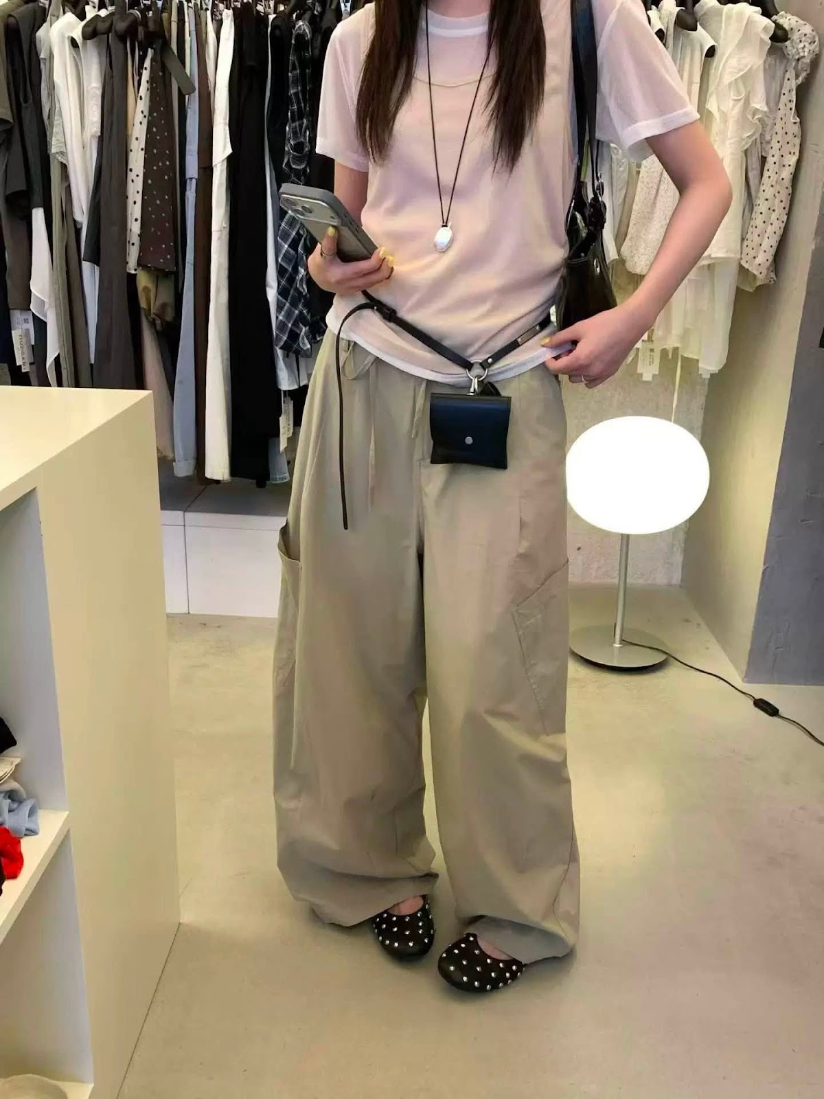 Quần ống rộng vải trơn dây rút eo 2túi vuông bên XONXEN SHOP 3725 – Image 6