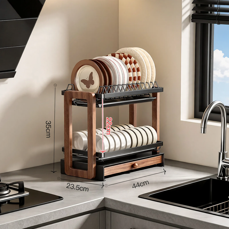 Walnut dish drainer, 2–3 pieces