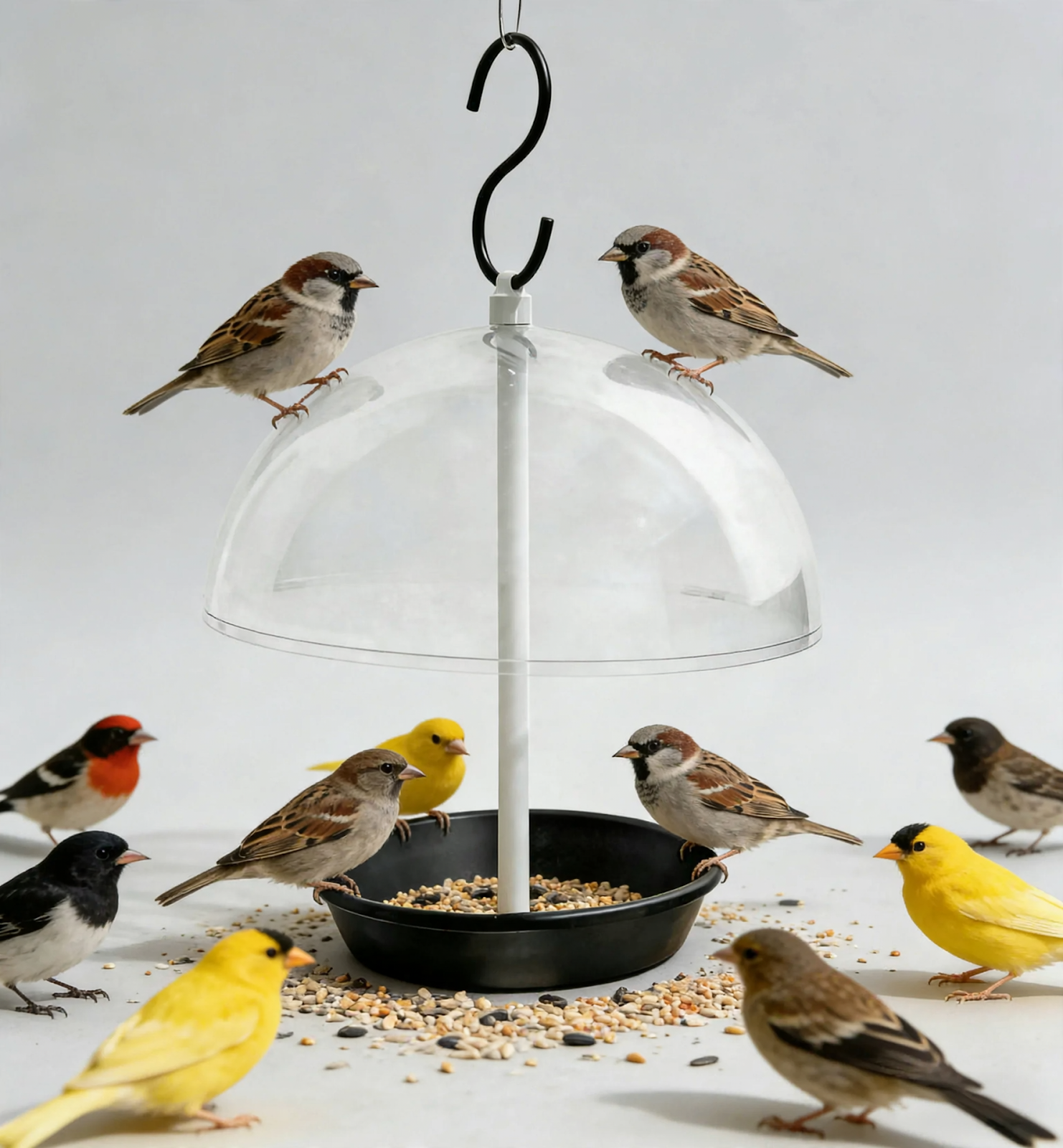 Hemispherical birdbath for hanging in the garden