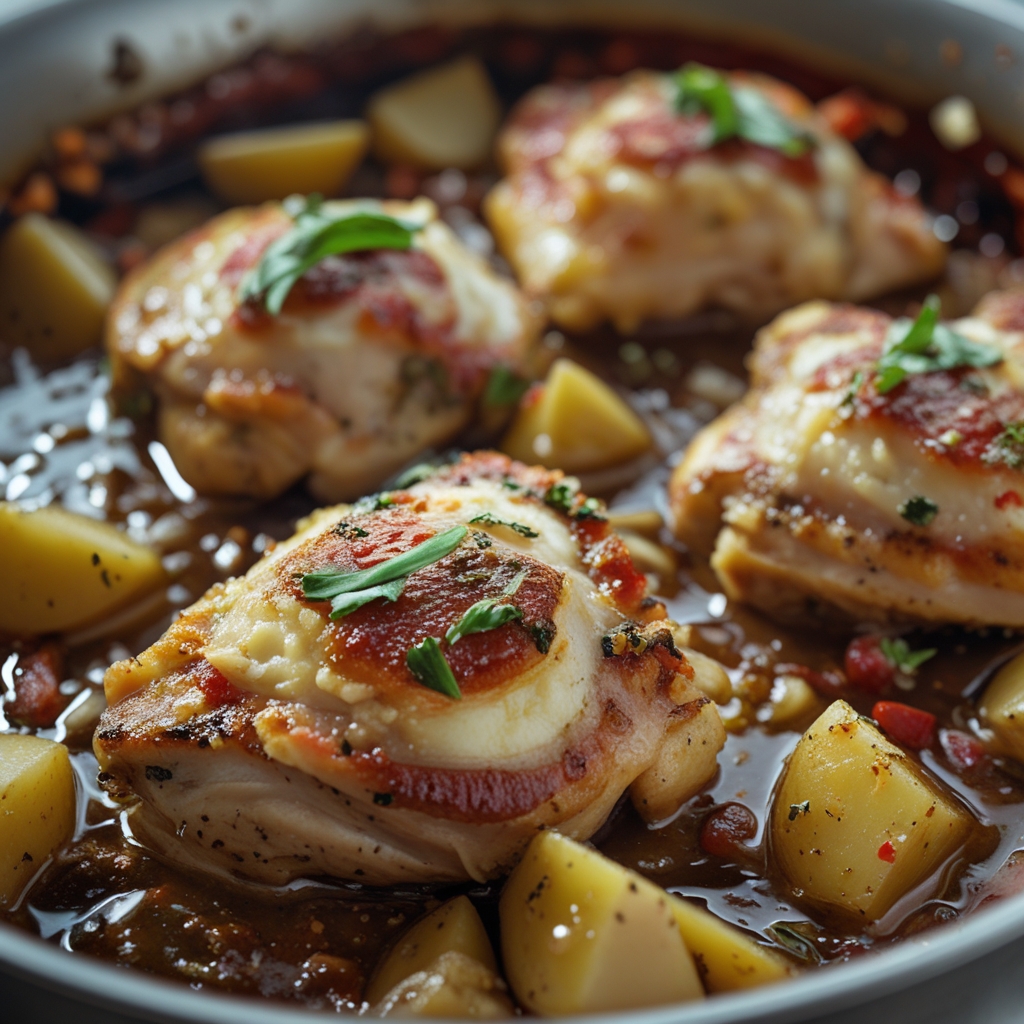 Garlic Parmesan Chicken Thighs and Potatoes Recipe – Easy Crispy Weeknight Dinner