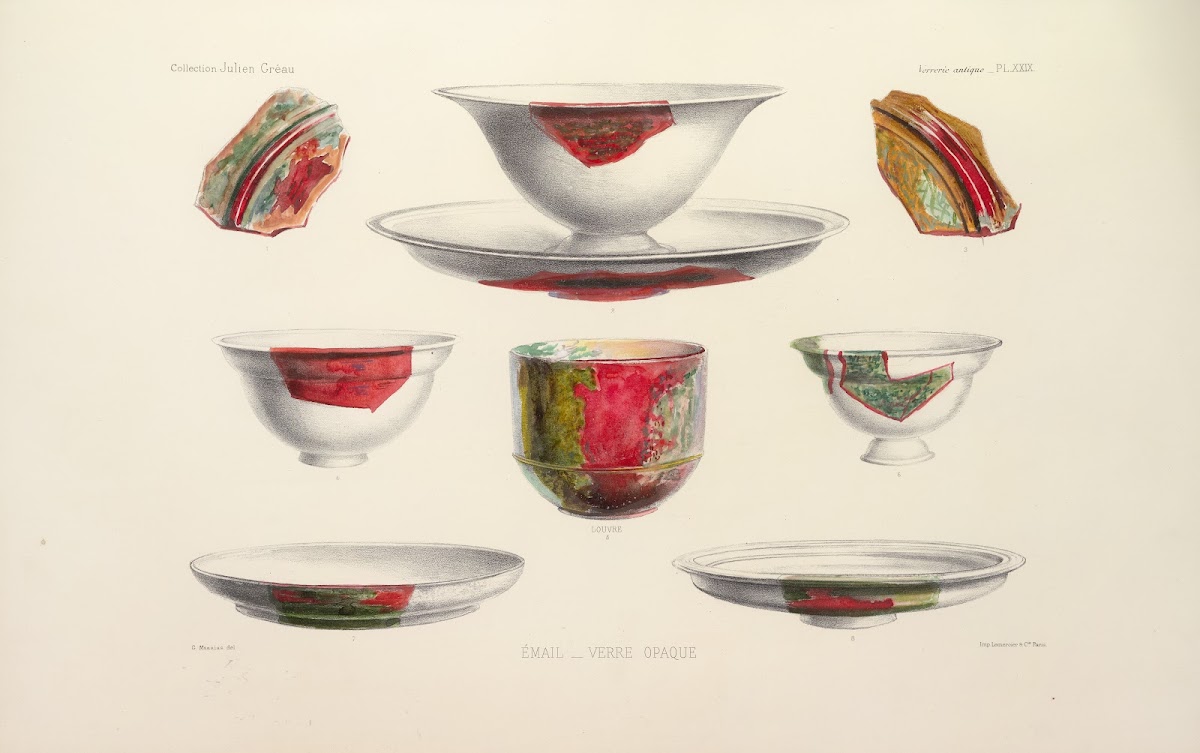 Collection Julien Greau Verrerie antique emaillerie et poterie appartenant a M J