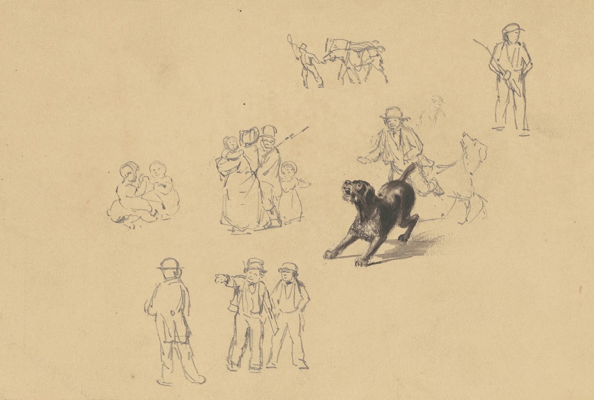 Barking Dog and Studies for Militia Training c 1841