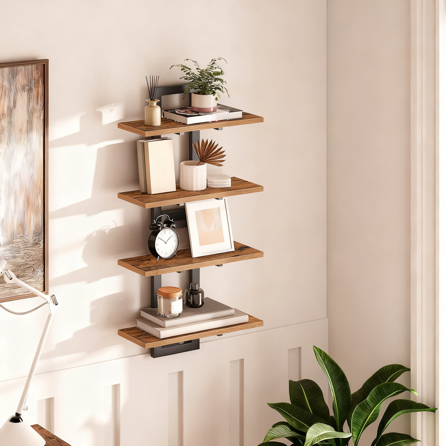 Steel wall shelf, floating design