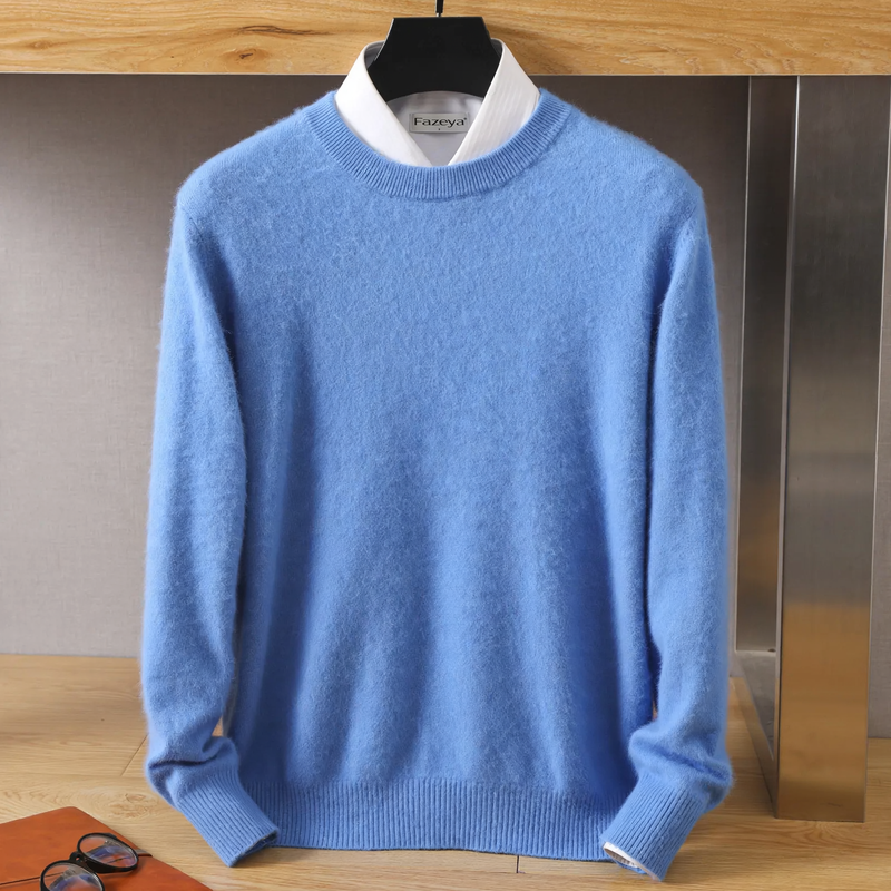 Herren-Wollpullover, Rundhalsausschnitt, lockere Passform