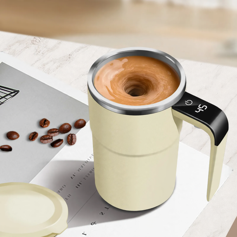 Selbstrührende Edelstahl-Kaffeetasse mit Temperaturanzeige