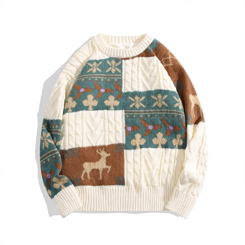 Lined knit sweater in Japanese retro style