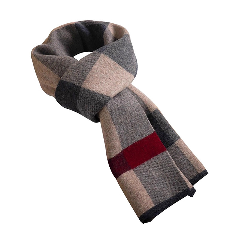Classic men's scarf with wool content, checkered