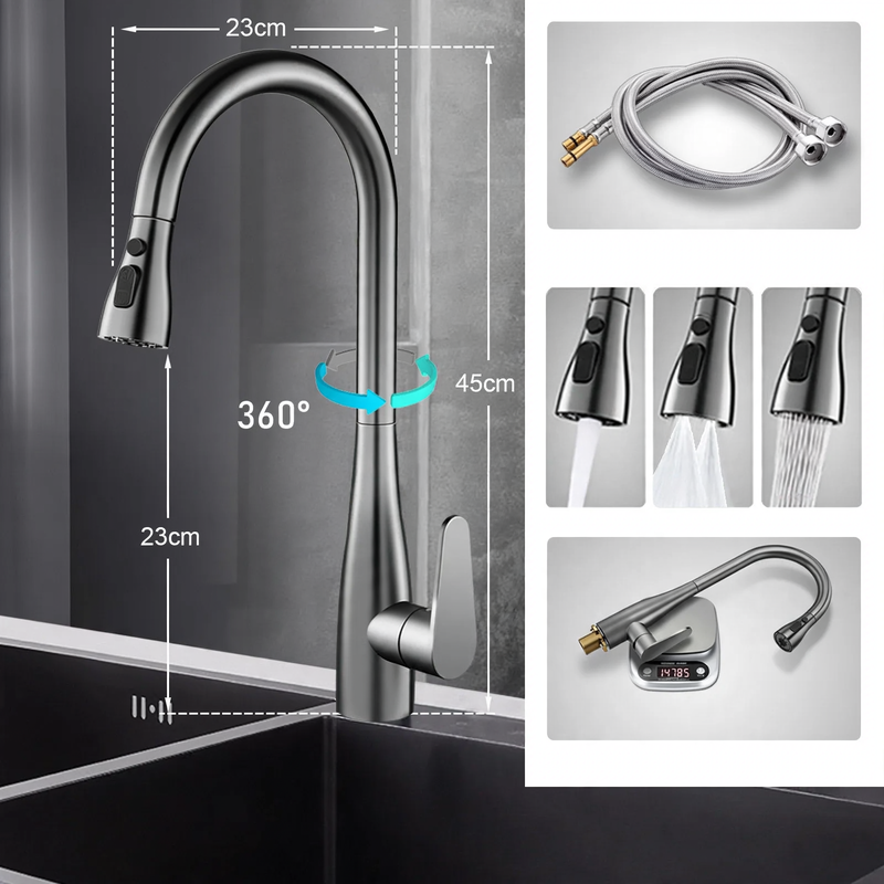 Pull-out kitchen faucet with ceramic valve