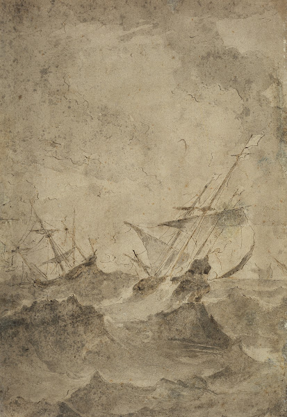 Zwei Segelboote auf stürmischer See ca 1780  1790