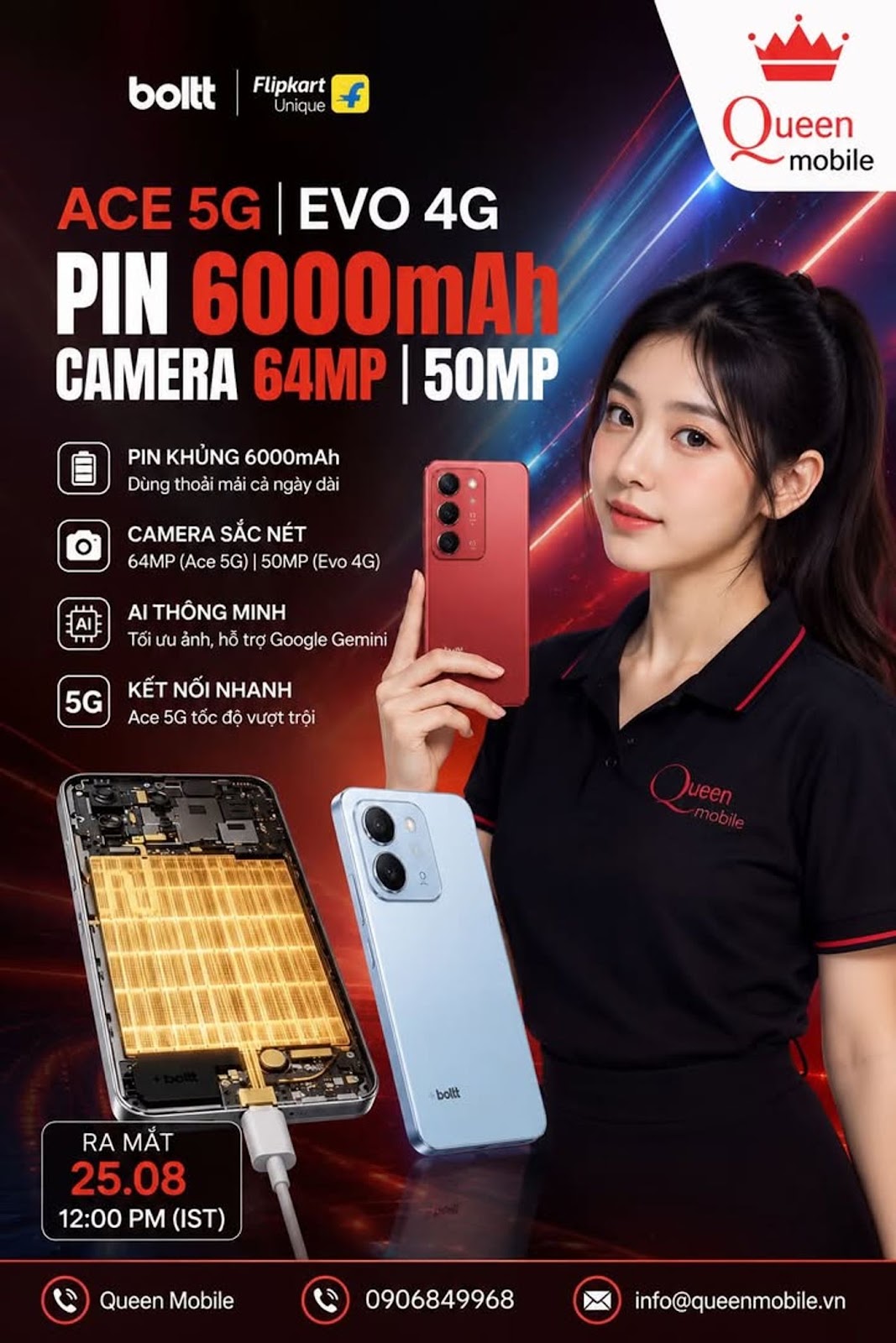 Boltt Ace 5G và Evo 4G xác nhận pin 6.000 mAh, camera 64 MP và 50 MP trước ngày ra mắt #Boltt #BolttAce5G #BolttEvo4G #FireBoltt #Smartphone #DienThoai #CongNghe #5G #6000mAh #Came