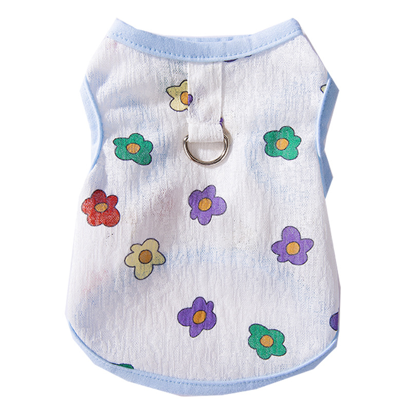 Mesh tank top for cats with leash