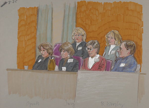 Jurors listening during Oprah Winfreys trial 1998