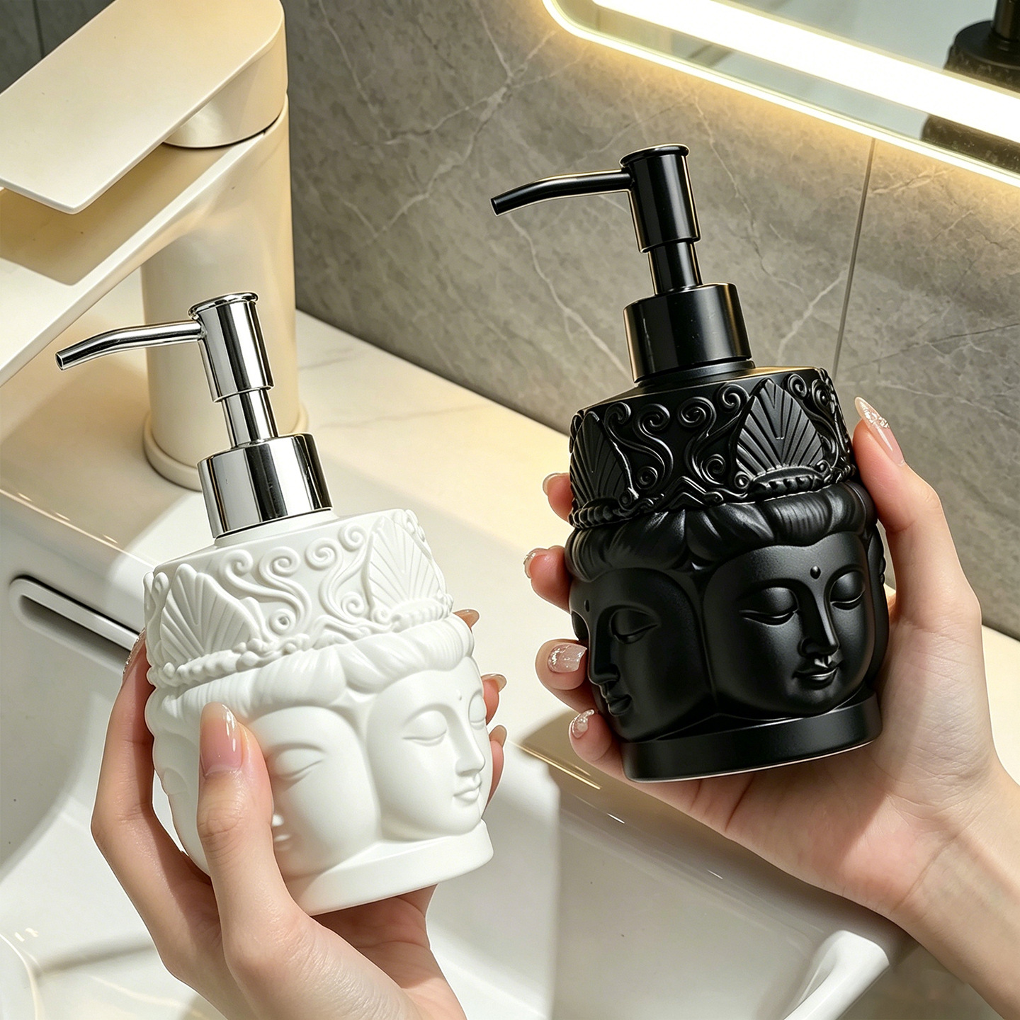 Seifenspender Buddhakopf, Pumpflasche