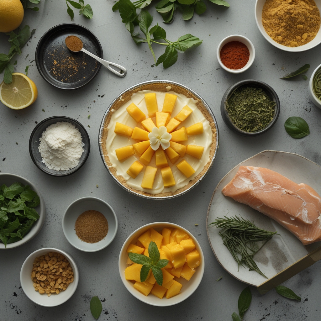 Ingredients for Tropical Mango Key Lime Pie – Easy Homemade Dessert with Refreshing Flavors